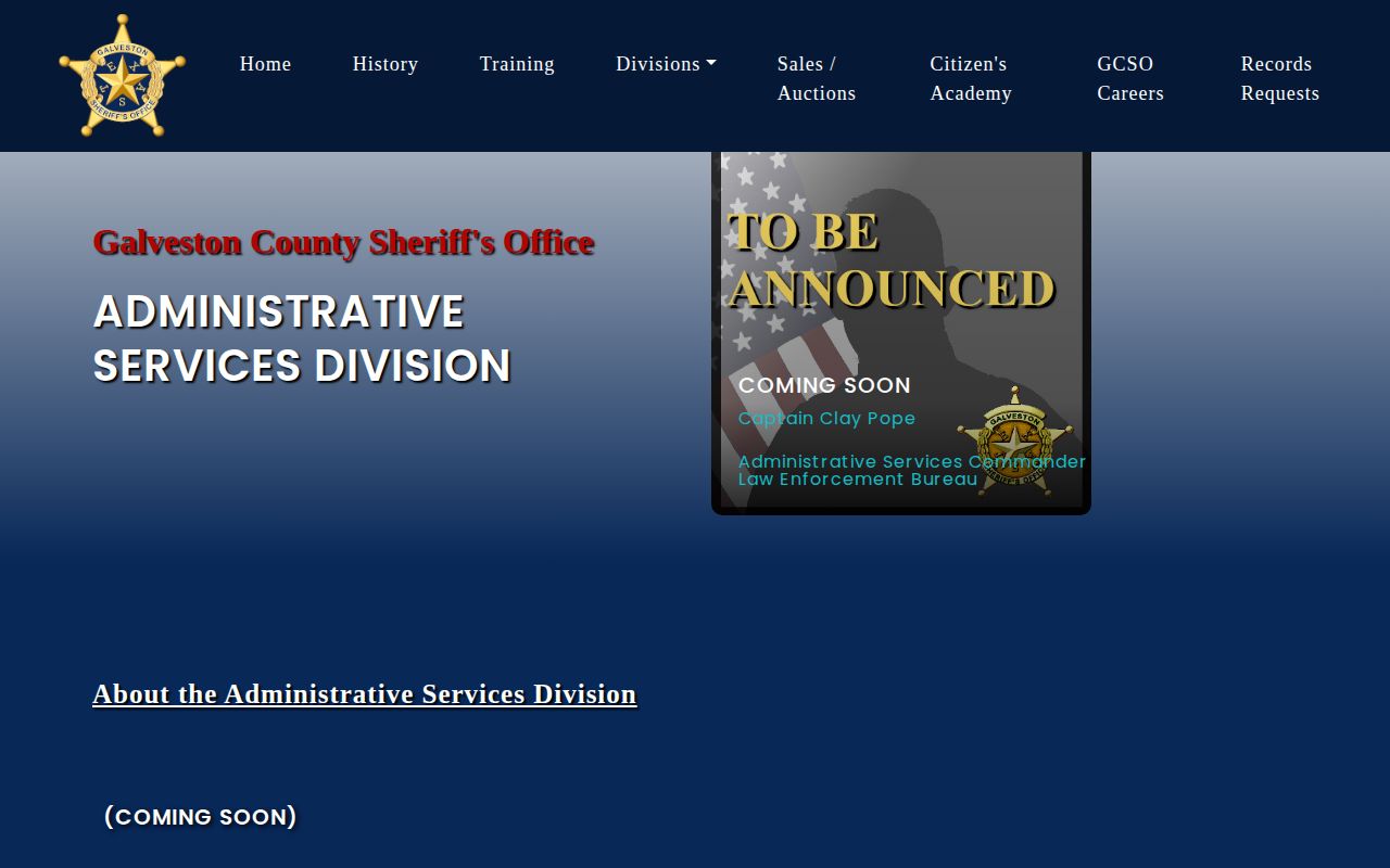Galveston County Sheriff's Office public information request page